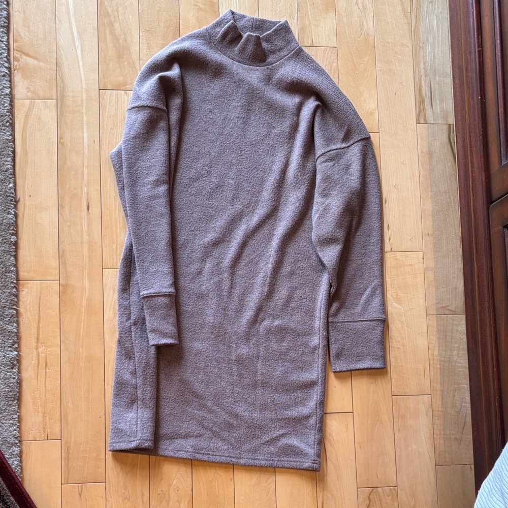 Taupe Turtleneck Sweater Dress